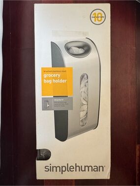 Brand New Simplehuman Brushed Stainless Steel Grocery Bag Dispenser - Silver